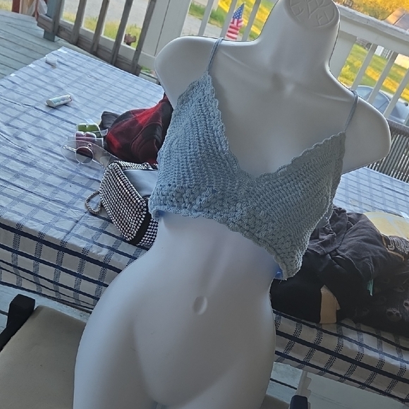 Light Blue Crochet Bralette Top - Picture 5 of 5